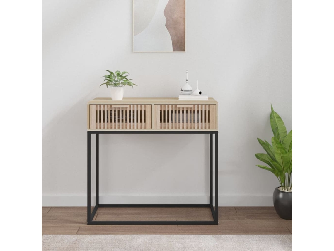 Vidaxl Mesa Consola 80x30x75 Cm Derivados De Madeira E Ferro
