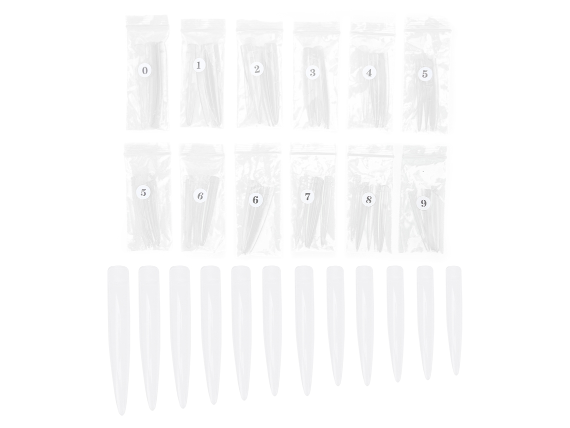120 Unhas Artificiais Extra Longas Ponta Estiletto Tipo Full Cover Transparentes Para Manicure Diy Salão