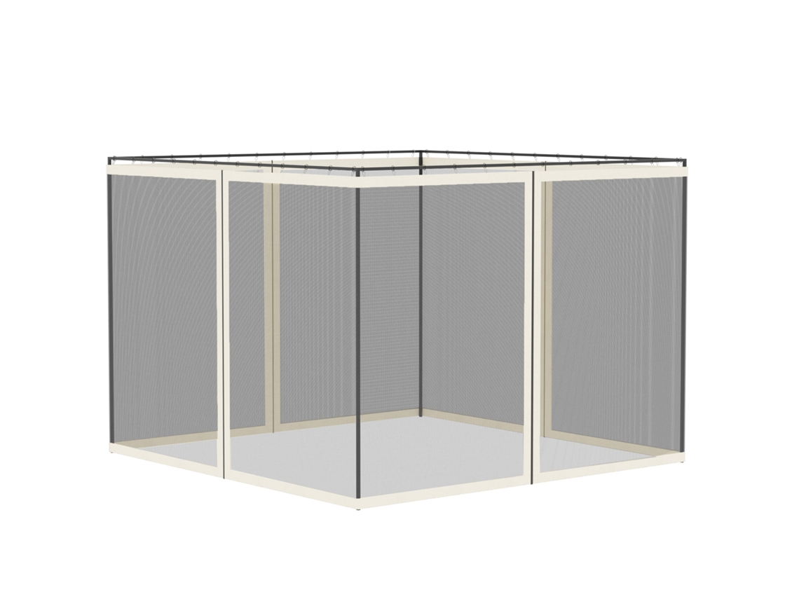 Mosquiteiros para Tenda de Jardim, Conjunto de 4 com Zíper e Ganchos, 3x3m Poliéster/Nylon | S/MARCA