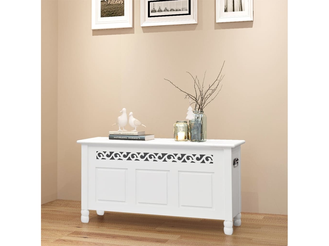 Vidaxl Banco De Arrumação, Estilo Barroco, Mdf Branco