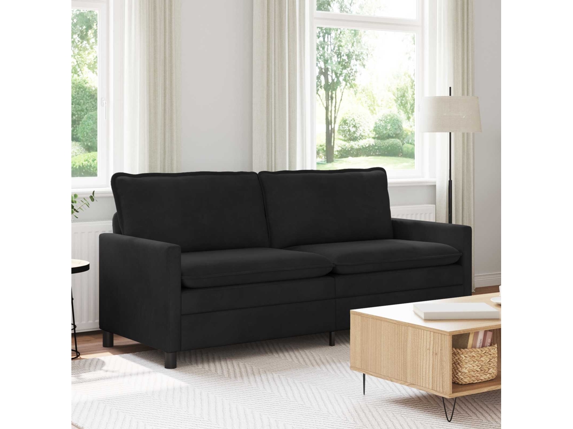 Vidaxl Sofá Preto 196 X 81 X 87,5 Cm Veludo