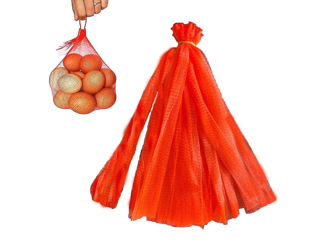 100 Bolsas de Malla Reutilizables de Nylon Con Cierre En Loop, 30cm Rojo, para Alimentos Y Mariscos, Resistente Y Ecológico