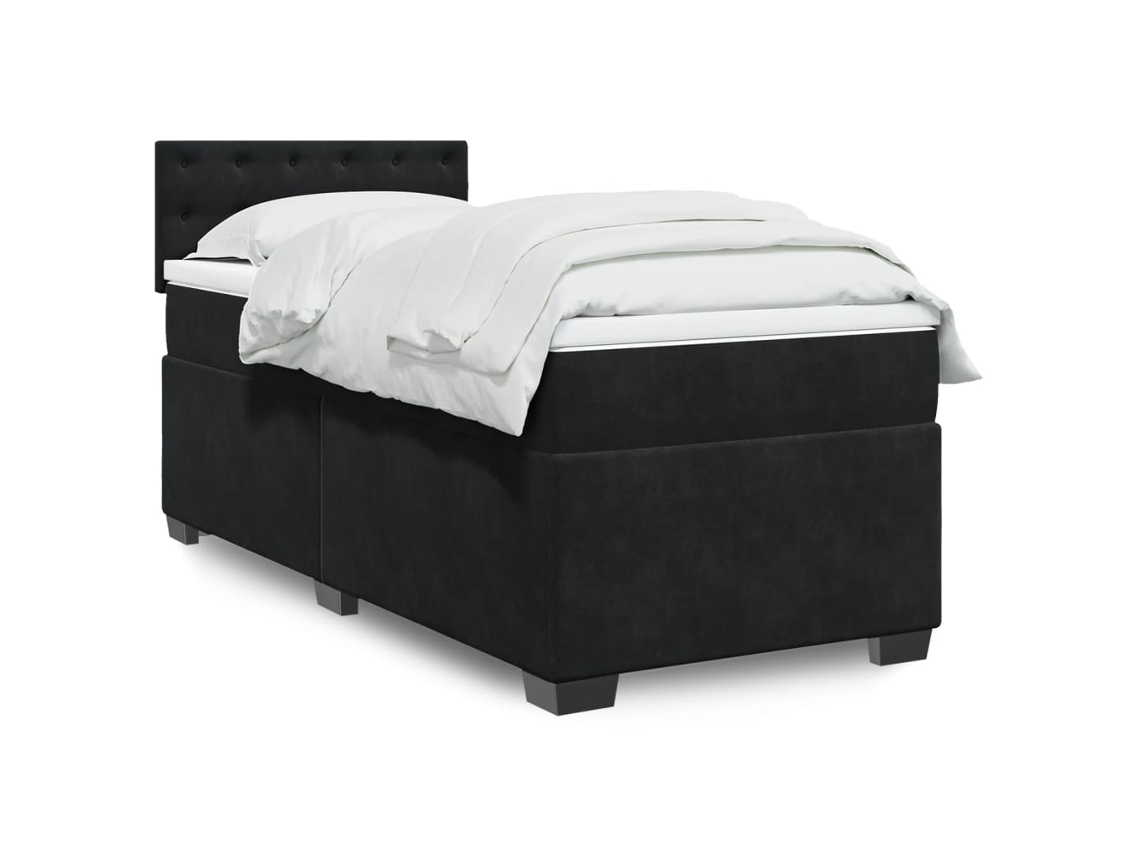 Vidaxl Cama Com Molas/colchão 90x190 Cm Veludo Preto