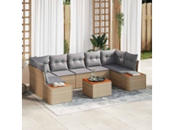 Vidaxl Conjunto de Sofá de Jardim 8 Pcs Bege Rattan Sintético