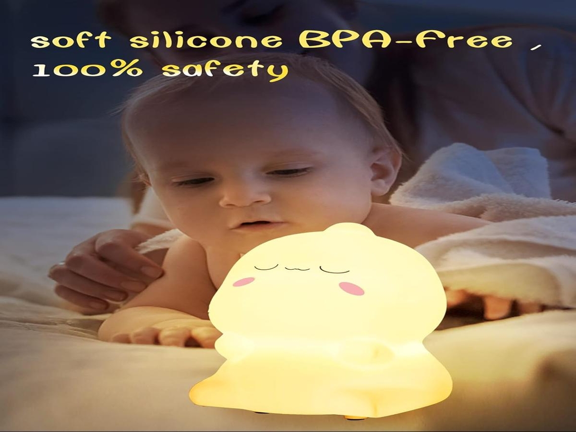 Lurelia Abajur Infantil em Formato de Dinossauro com Macio de Silicone, Recarregável USB, Sensor Touch e RGB para Bebês e Crianças, para Cabeceira