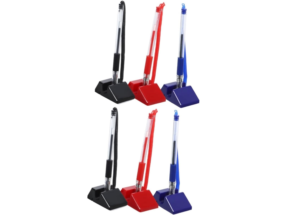 Conjunto De 6 Canetas Mesa Seguras Com Suporte, Gel Antifurto Para