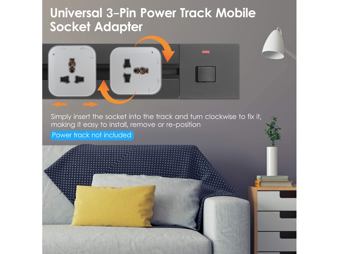 Tomada Universal 3 Pinos para Trilhos Elétricos YURU
