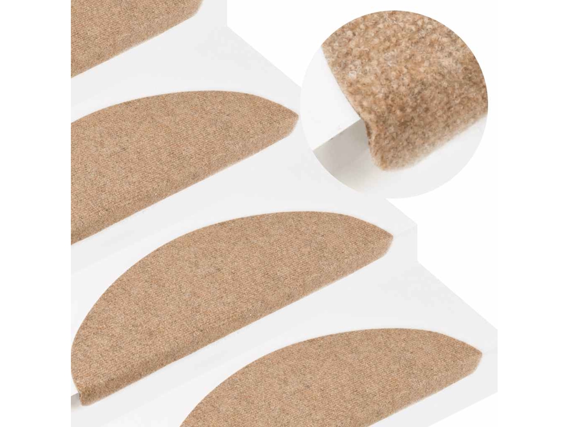 Vidaxl Tapetes De Escada Adesivos 15 Pcs 56x17x3 Cm Bege