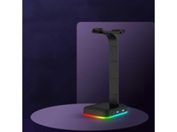 Suporte Rgb Com Duas Portas Usb Para Fones De Ouvido, Ideal Para Organizar Sua Mesa E Guardar Seus Fones Feito Em Abs