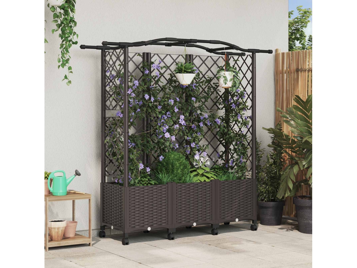 Vidaxl Cama Elevada Com Treliça E Telhado Castanho 163 X 40 X 144 Cm