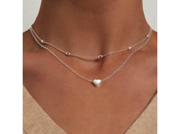 2026-colgante De Corazón En Capas Collar De Perlas De Plata Para Mujeres Y Niñas