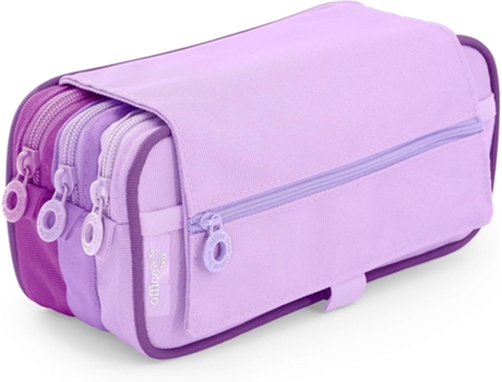 Estojo Triplo Lilás Com Várias Divisórias Office Box