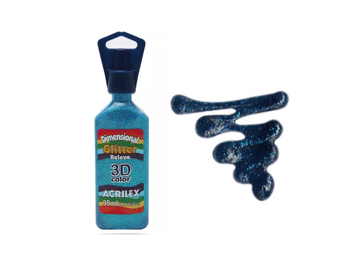 Dimens. Relevo 3D Glitter 35Ml Azul Turq.12212211 Acrilex