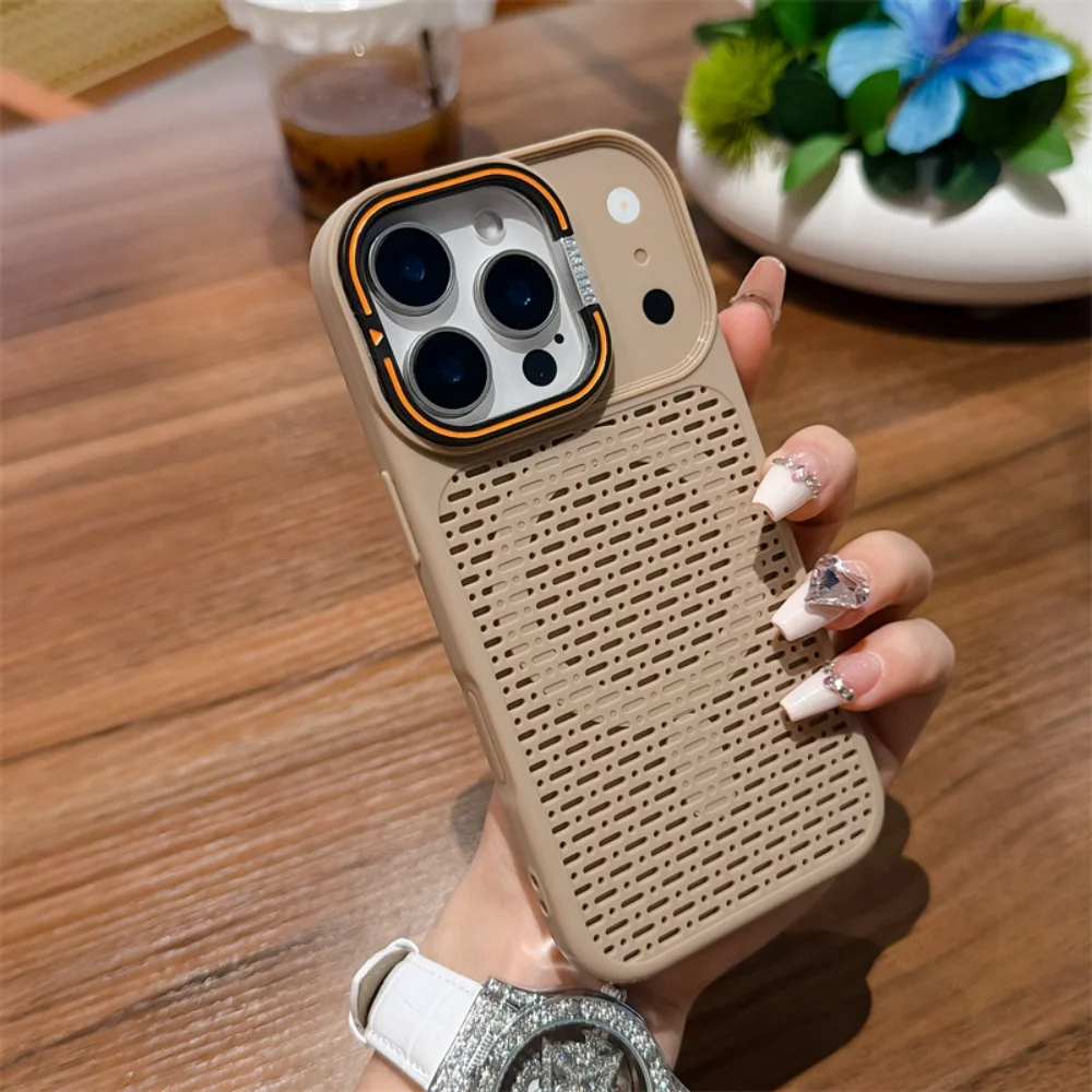 Capa Magnética Para Iphone 14 Pro Max (dourado Deserto) Com Suporte De Resfriamento E Acabamento Fosco.