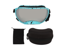 Óculos de Sol para Cães com Lentes de PC Proteção UV Ajustável Óculos Vento Lentes Prateadas