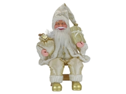 Omni papai Noel Sentado 50cm de Vinil e Plástico para Decoração de Natal em Casa Presente Artesanal Beige Oro