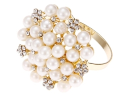 Aros de guardanapo Nova Line com pérolas, decoração de mesa, dourado, 6 peças