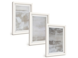 Conjunto De Quadros Com Moldura Texturas Desgastadas, Moderno Moldura Branca Fotos Para O Escritório Espelharte (3 Peças 20x30 Cm)