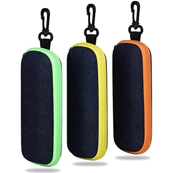 Conjunto de 3 Estojos Portáteis para Óculos em Jeans, Viagem com Zíper de Grau para Mulheres, Homens e Meninas AQUAFORGE