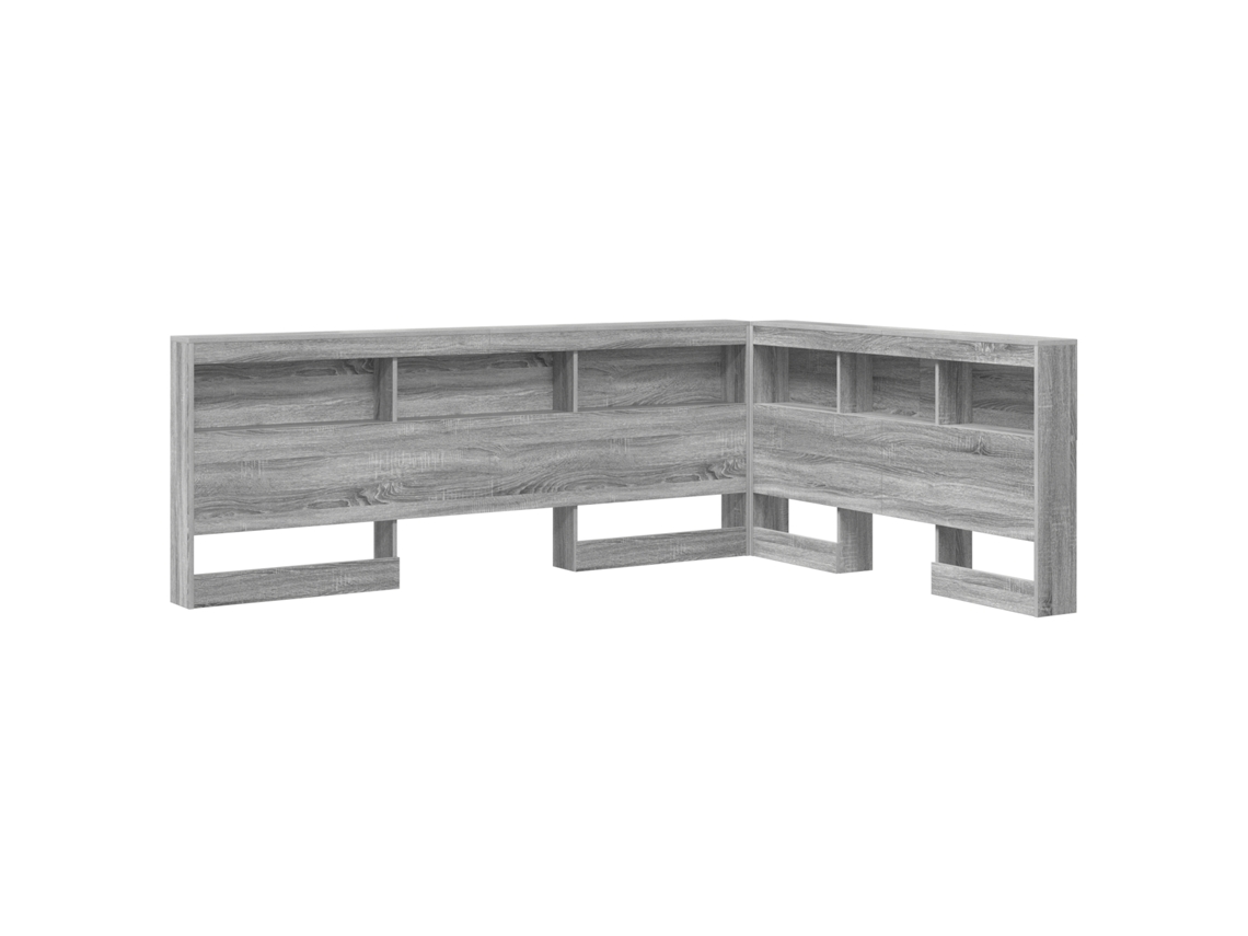 Conjunto 1 Cabeceira De Armazenamento Vidaxl Cinzento Madeira De Pinho Maciça (135 Cm)