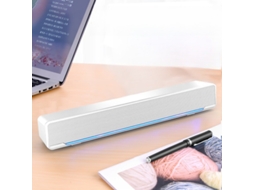 Soundbar HEXINYIGJLY com Graves Usb 3.5mm Altifalante estéreo com luz Led, para computador e portátil branco