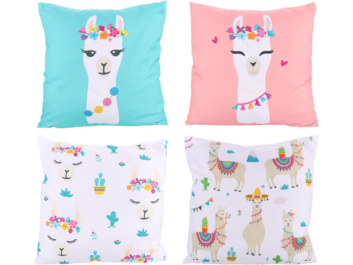 Conjunto de 4 Capas Almofada Alpaca Estampadas para Sofá, Reutilizáveis Sala Estar, Quarto e CHABERLU