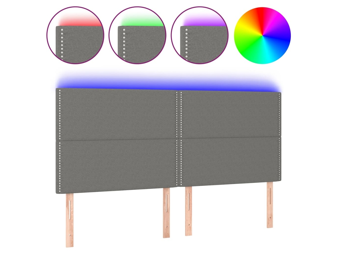 Cabeceira de Cama com Led Tecido Cinza escuro MAISON EXCLUSIVE (180x5x118 cm)