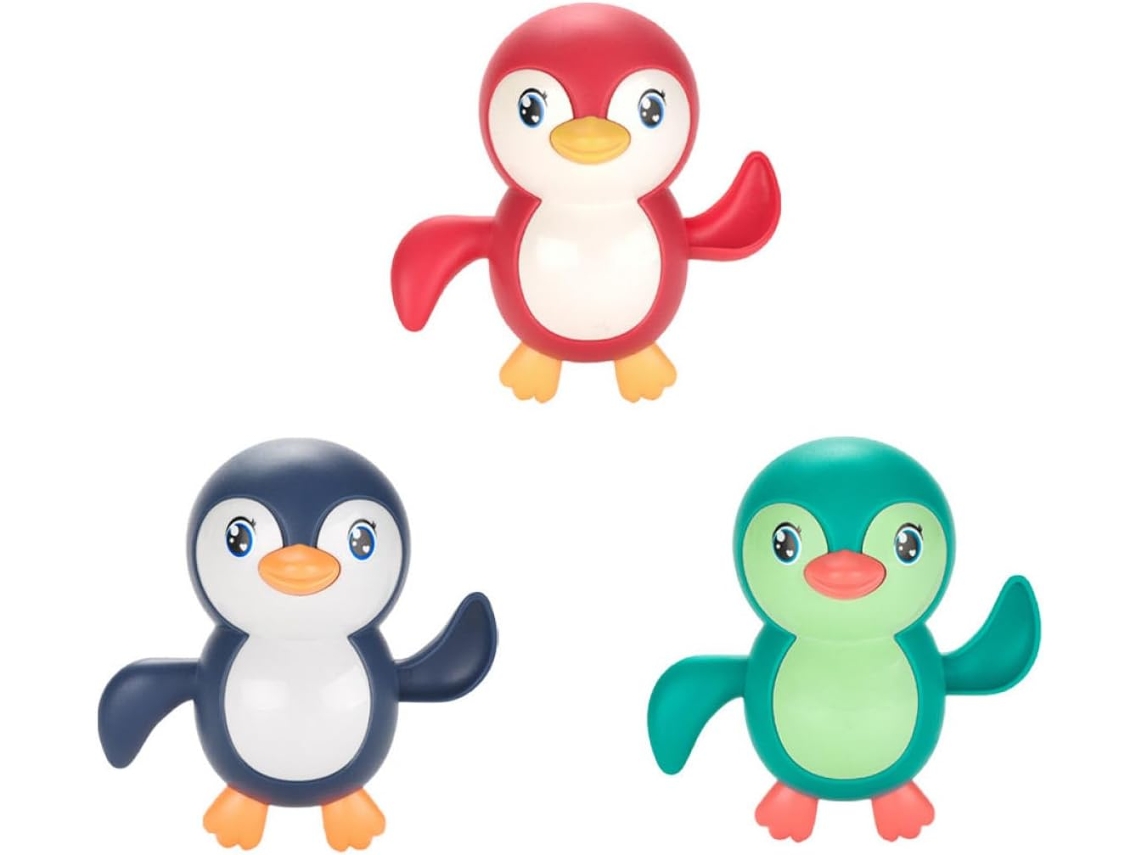 Conjunto de 3 Pinguins de Brinquedo para Banho com Mecanismo de Corda, CHABERLU