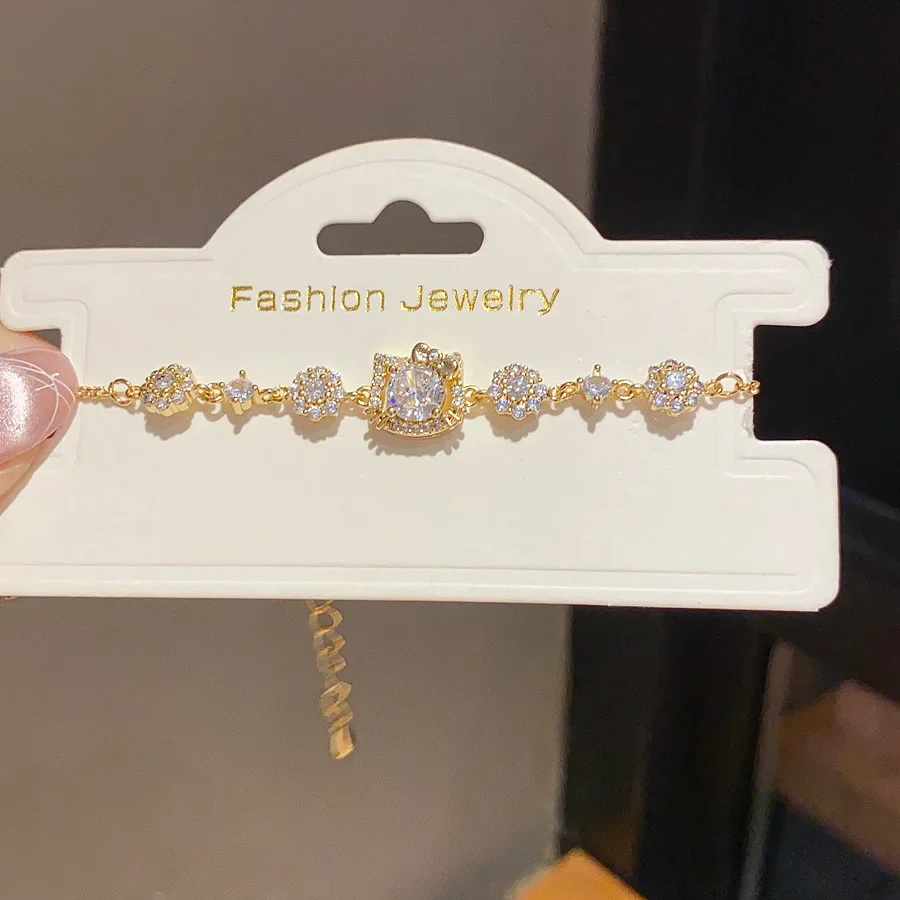 Pulseira Banhada A Ouro Com Zircônias Cúbicas, Um Presente Para Mulheres.