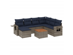 Conjunto de Sofá de Jardim, 8 Peças, Almofadas, Rattan Cinza MAISON EXCLUSIVE