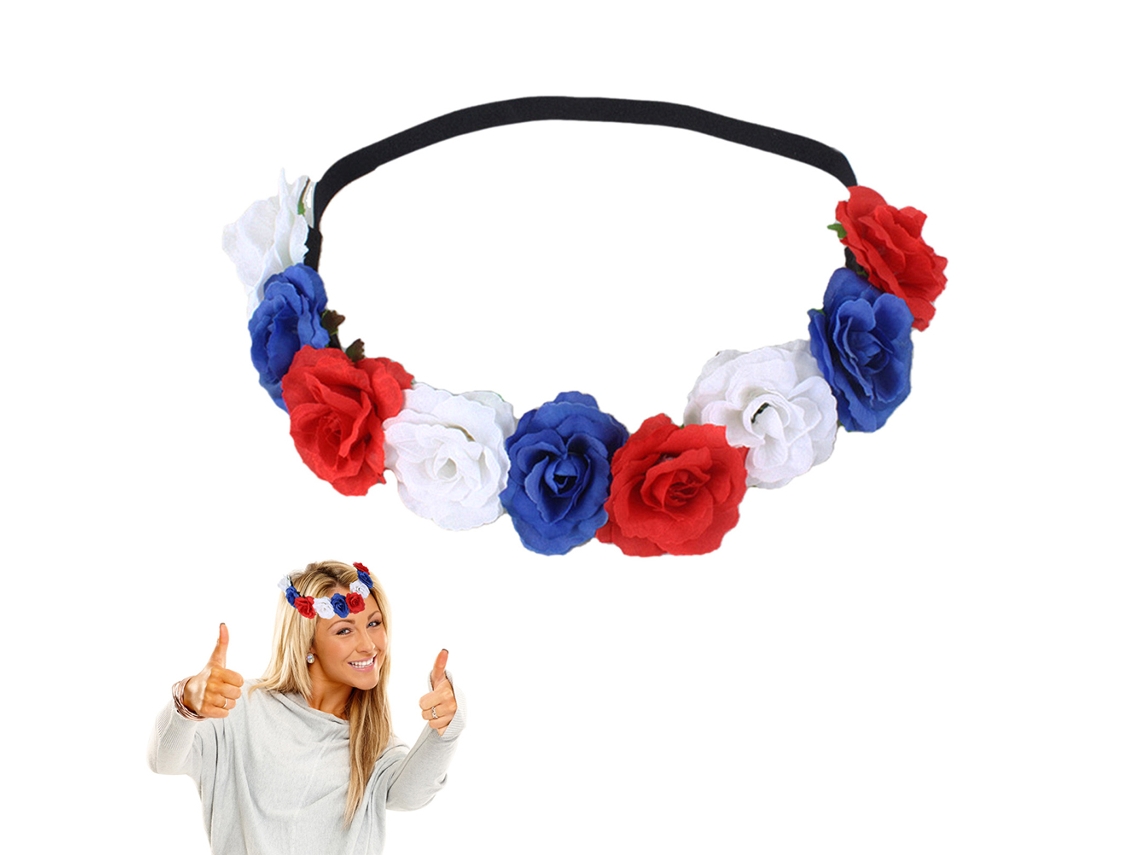 Faixa De Cabeça Floral, Fita Elástica Com Coroa Patriótica Union Jack Para Cosplay De Adultos E Crianças, Confortável De Usar Em Eventos Esportivos Do