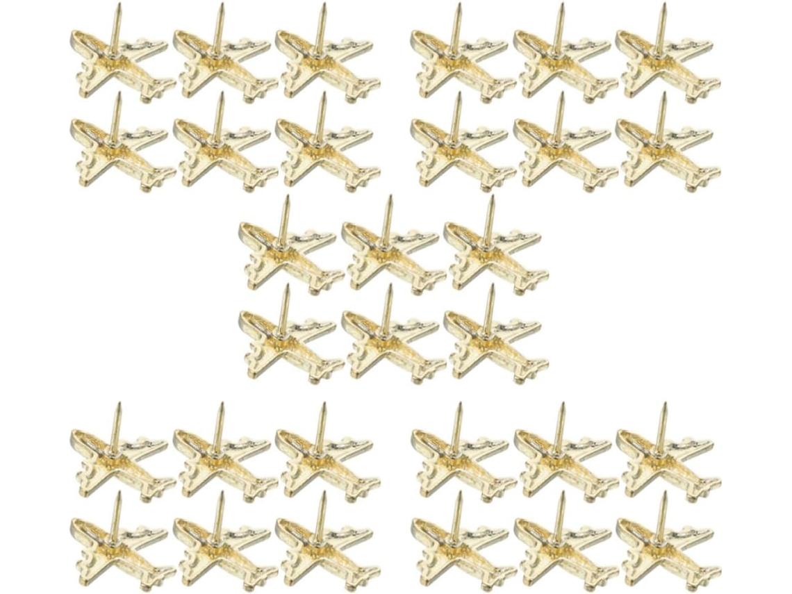 Vicasky Conjunto De 30-tachinhas Metal Em Formato Avião Para Quadro Cortiça, Alfinetes Decorativos Para Fotos E