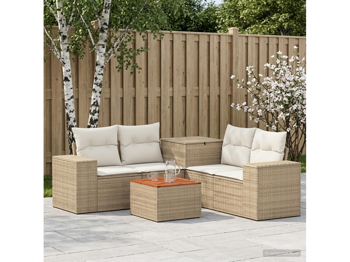 Vidaxl Conjunto De Sofás 6 Unid. Bege E Branco Creme