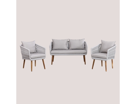 Conjunto de Refeição Exterior SKLUM (Madeira - Cinzento )