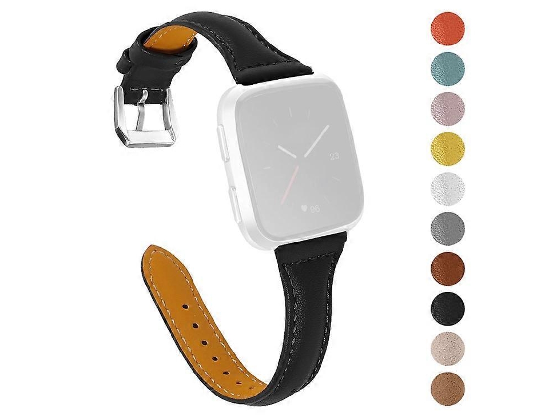 Pulseira de substituição elegante em couro bovino genuíno compatível com Fitbit Versa 2/Versa/Versa Lite/Versa SE/Ebike