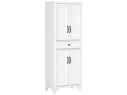 Aparador de cozinha alto com 4 portas, 2 armários, 1 gaveta, 170cm altura, prateleira ajustável, branco