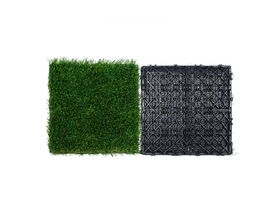 Conjunto De 18 Placas De Relva Sintética 31x31cm Com Drenagem Tekmaquinas
