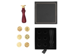 Kit de Selo de Cera Diy com Cabo de Madeira para Cartões, Envelopes e Convites Preto