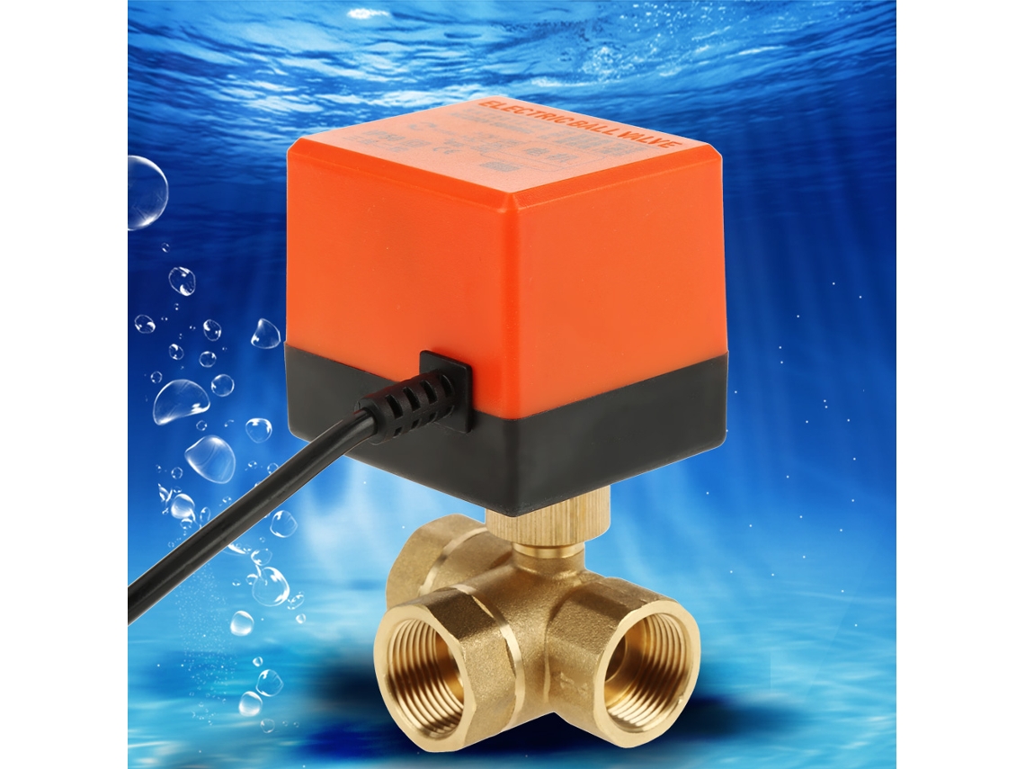 Válvula De Esfera Elétrica Laxiscreed Com Atuador De Cobre Para Ar Condicionado, Trifásica E Passagem Longa