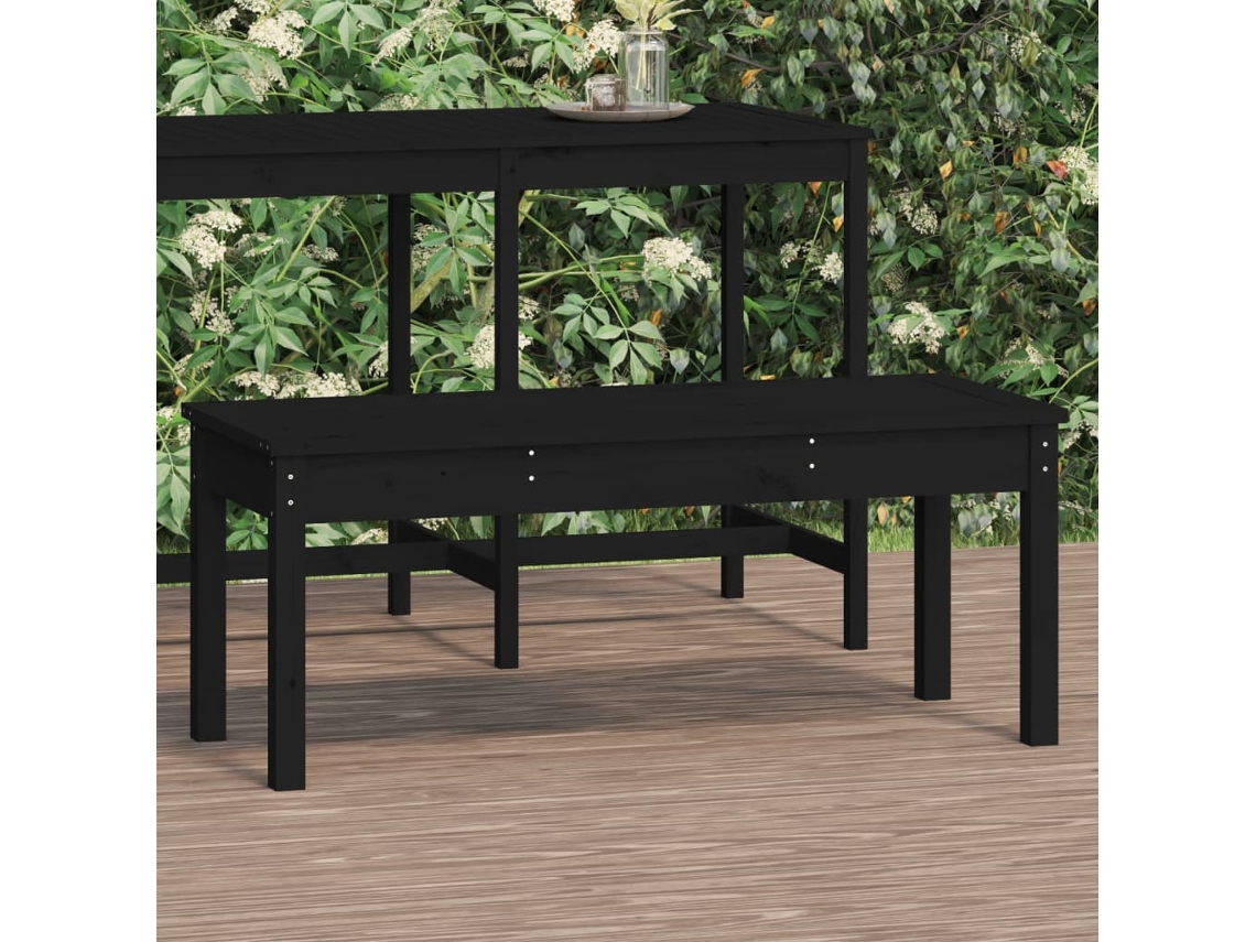 Vidaxl Banco De Jardim 109x44x45 Cm Madeira De Pinho Maciça Preto