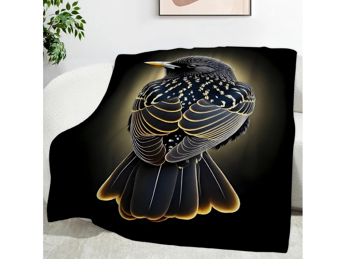 Manta para Pássaros Tordo Violeta 130x150 Cm Multifuncional Macia Aconchegante de Flanela Cama Escritório Sone