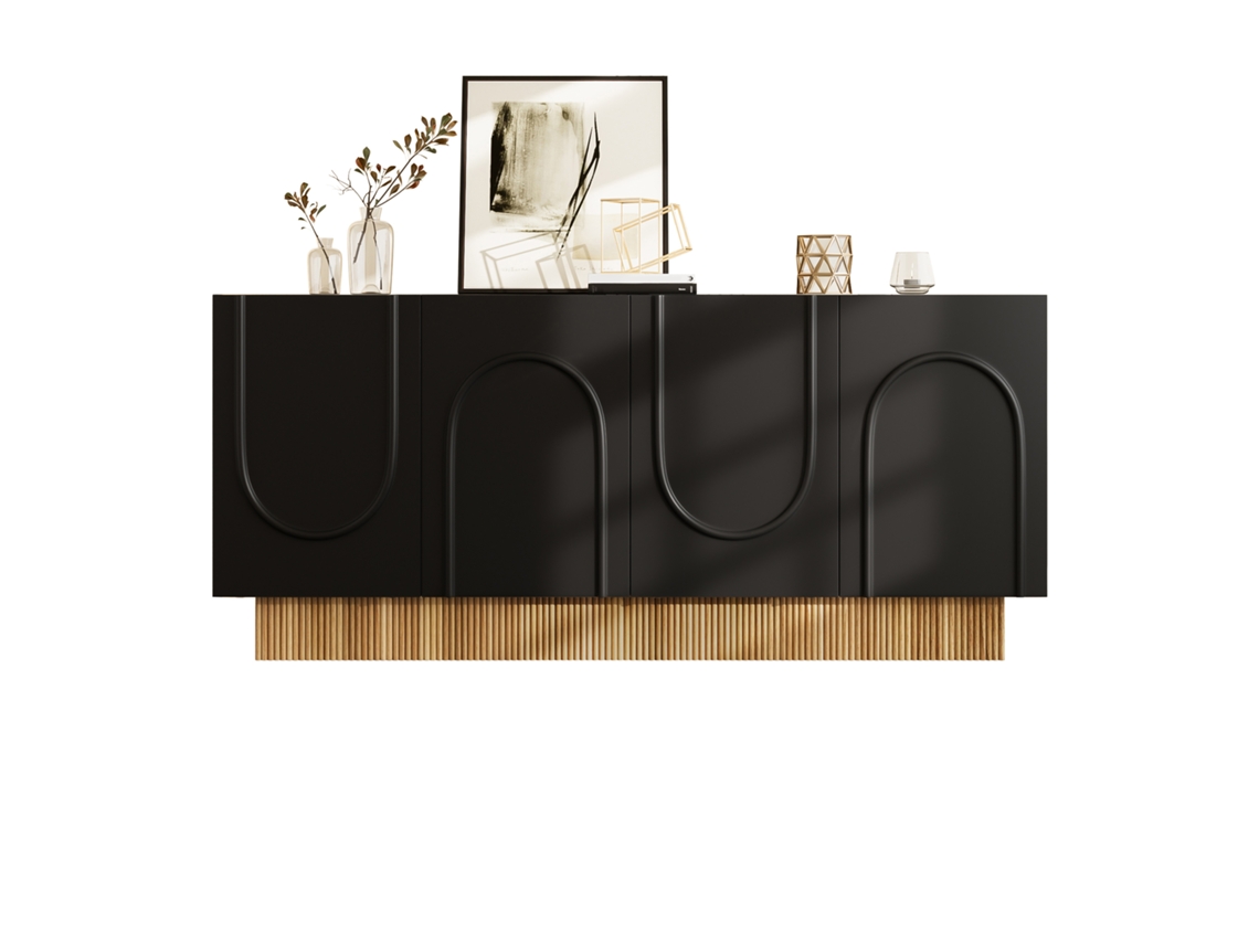 Aparador Moderno 4 Portas U 160x75x38cm Armazenamento