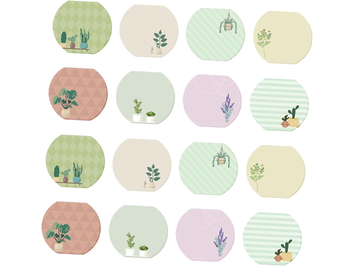 Lote De 16 Blocos-notas Adesivos Autocolantes De Plantas Cores Variadas Formato Poche Conjunto De Papeterie