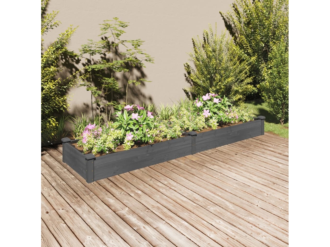 Vidaxl Canteiro Elevado C/ Forro 240x60x25 Cm Abeto Maciço Cinzento