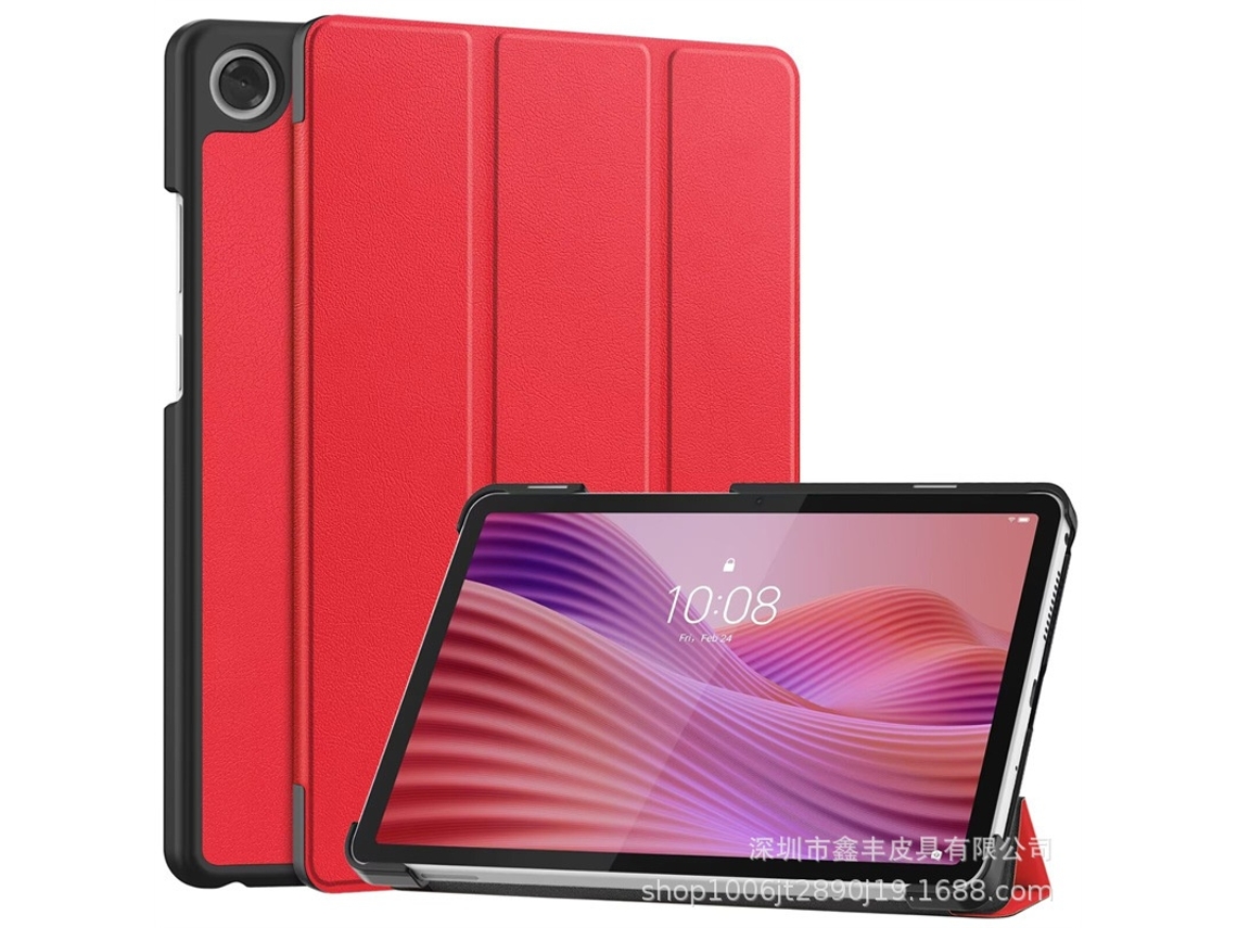 Capa Para Tablet Lurelia, Compatível Com Lenovo Tab P12 2023 De 12,7", Vermelho, Couro Sintético, Dobrável Com Suporte, Dissipação De Calor