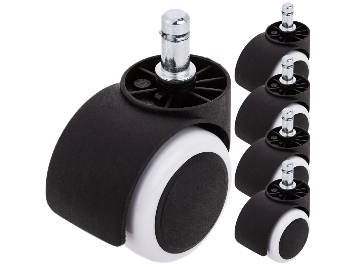 Roda Pivotante PRIMEMATIK.COM Rodízio de Náilon e Pvc Branco Sem Freio 50 Mm M10 5 Pack