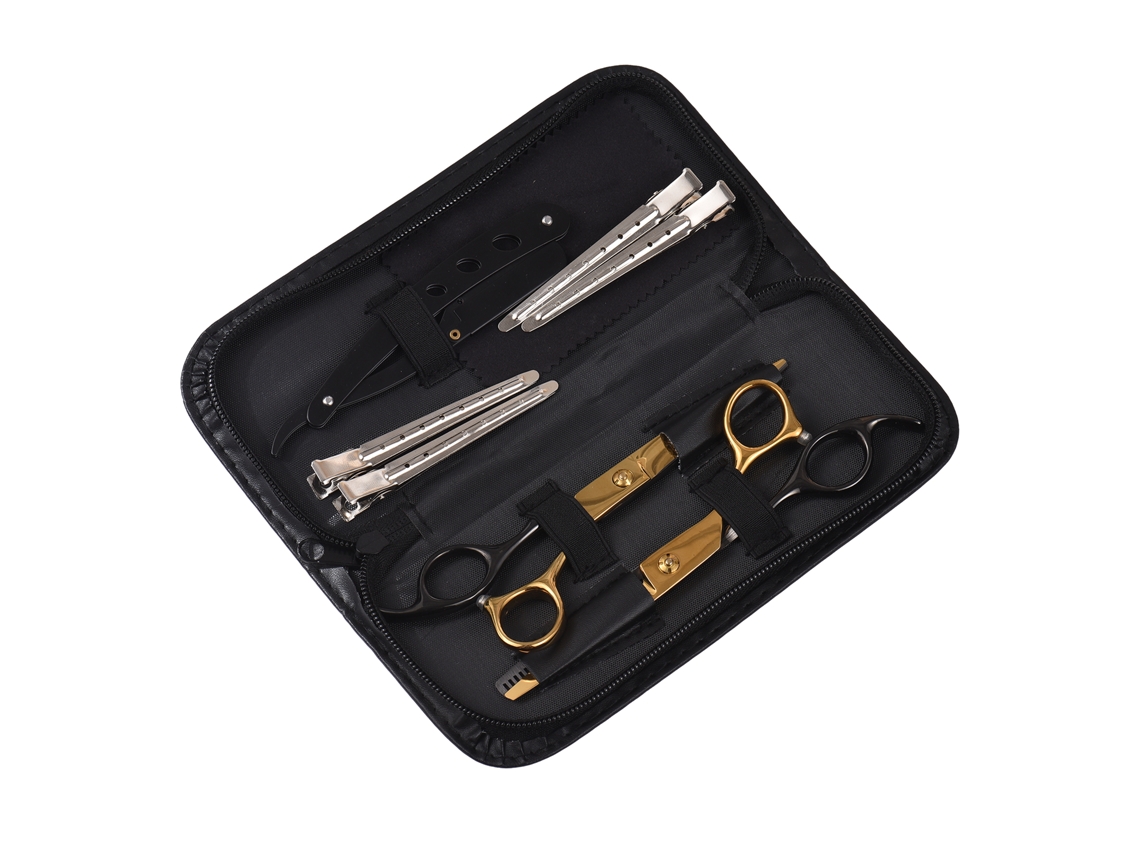 2026 kit de Tesouras de Cabeleireiro com 10 Peças: Tesouras de Corte, Desmaquilhadoras, Barbear Manual, Pinças e Capa para Barbearia e Uso Doméstico