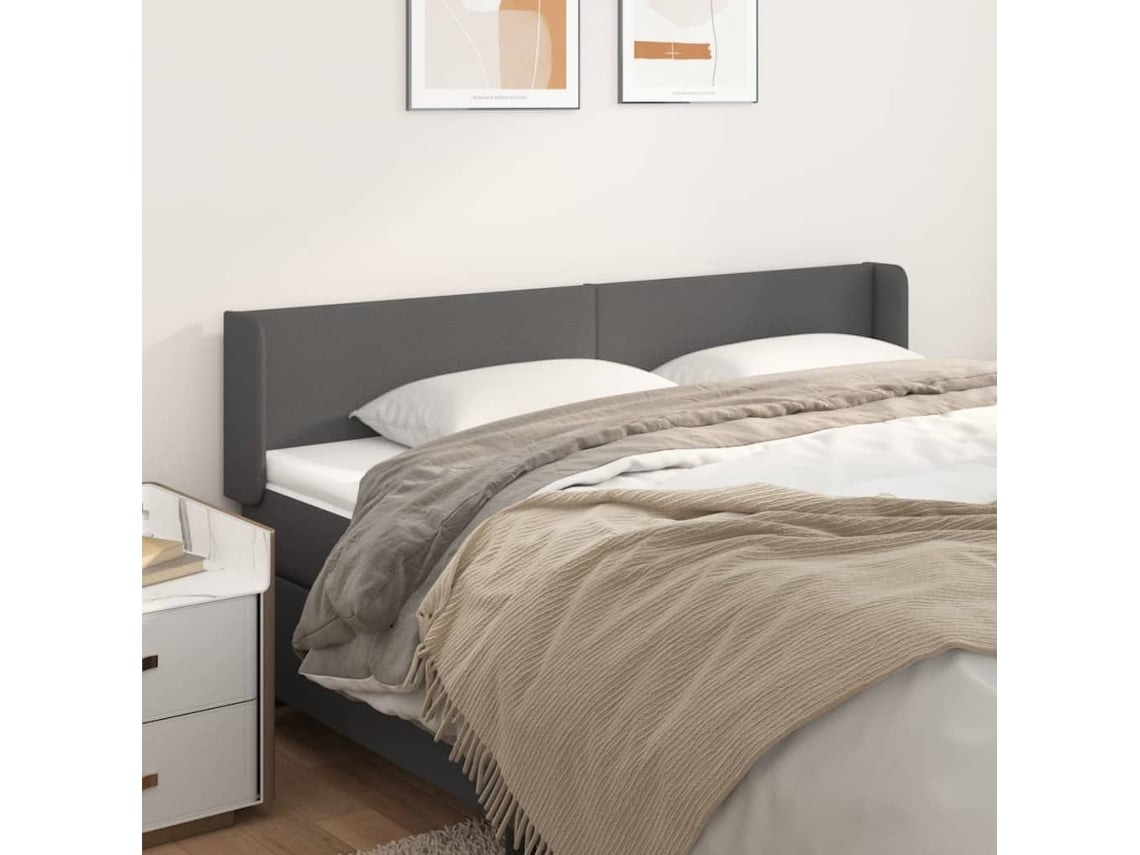 Vidaxl Cabeceira Cama Abas Couro Artificial 183x16x78/88 Cm Cinzento