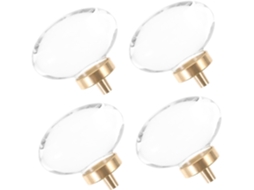 Conjunto De 4 Puxadores Cristal Para Gavetas, Cômodas E Armários De Cozinha Banheiro