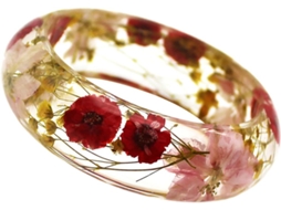 Pulseira De Resina Com Flores De Margarida Secas, Tamanho Único, Acabamento Transparente, Joia